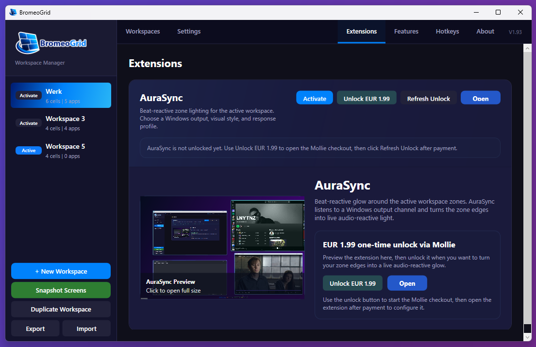 BromeoGrid AuraSync extension