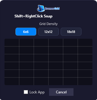 BromeoGrid divvy matrix popup