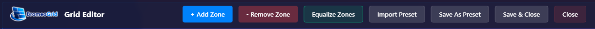 BromeoGrid grid editor toolbar